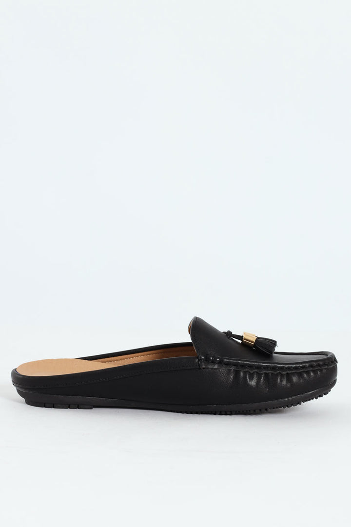 Kassandra Tassel Slip On Mule - Black