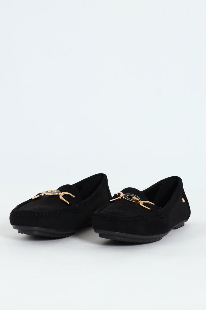 Prost 12 Horsebit Suede Driver Loafer - Black