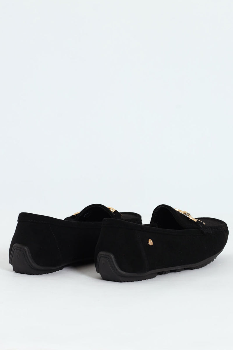 Prost 12 Horsebit Suede Driver Loafer - Black
