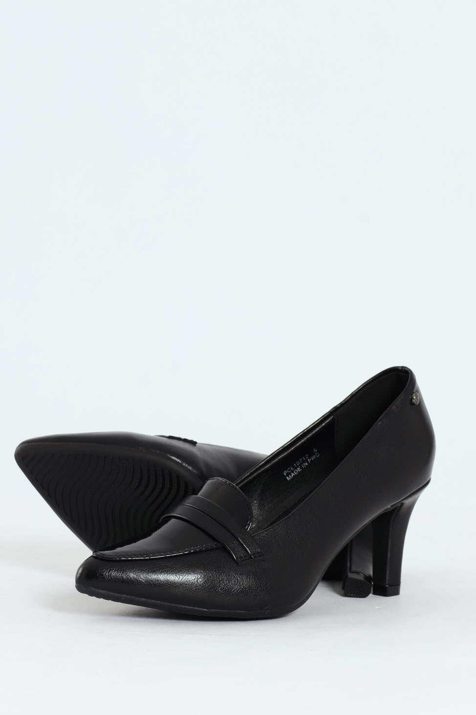 Dina Pointed Toe Mocassin Detail Upper Court Heel - Black