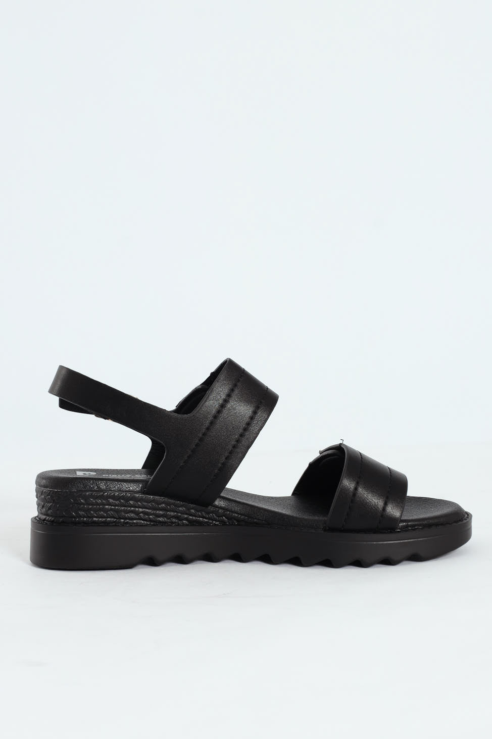 Pertel Double Strap Sport Sandal With Gold Trim - Black