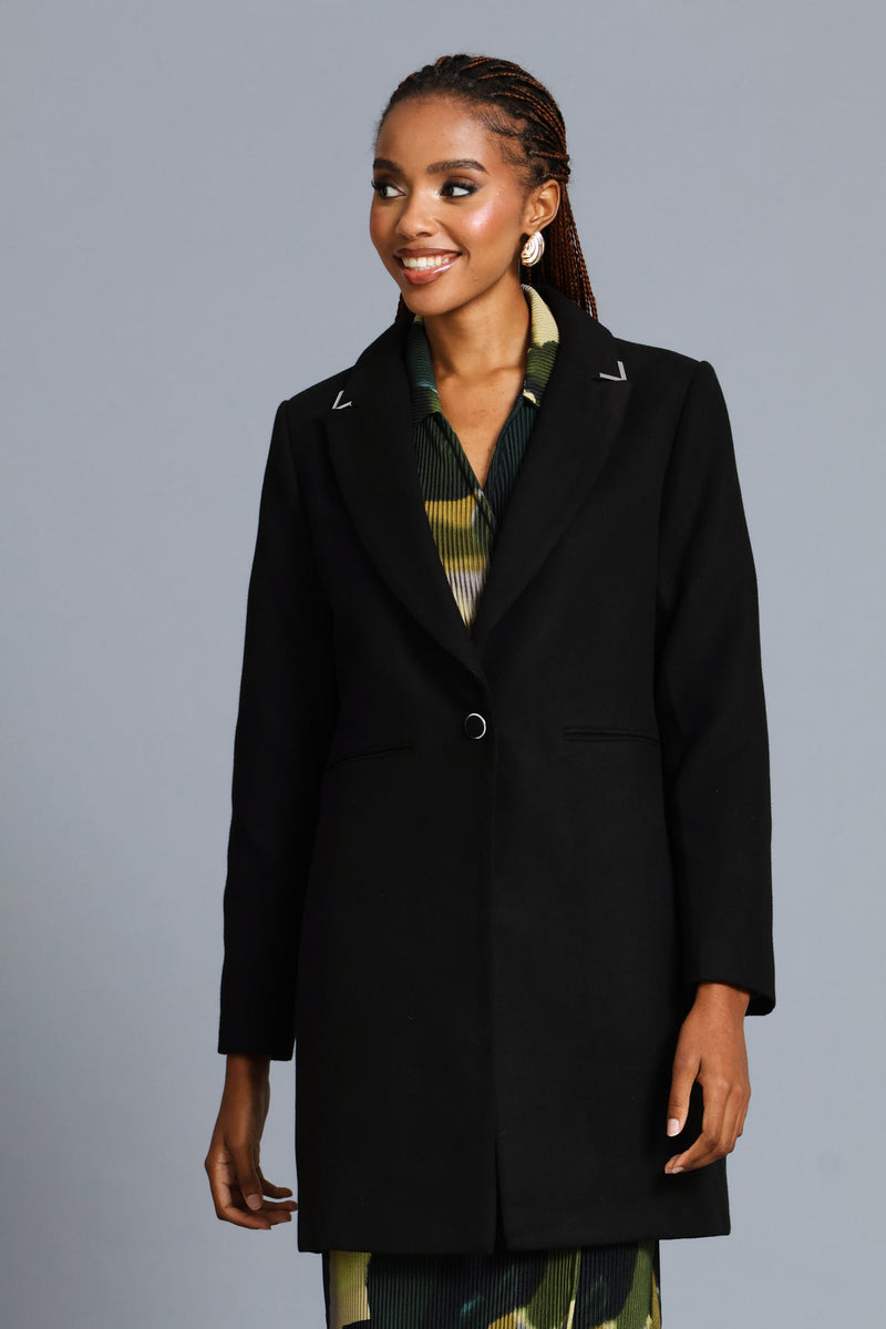 Charlotte Welt Pocket Single Breasted Coat - Black