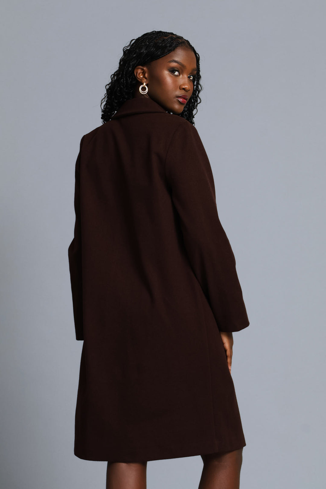 Basic Panelled Pocket Coat - Chocolate