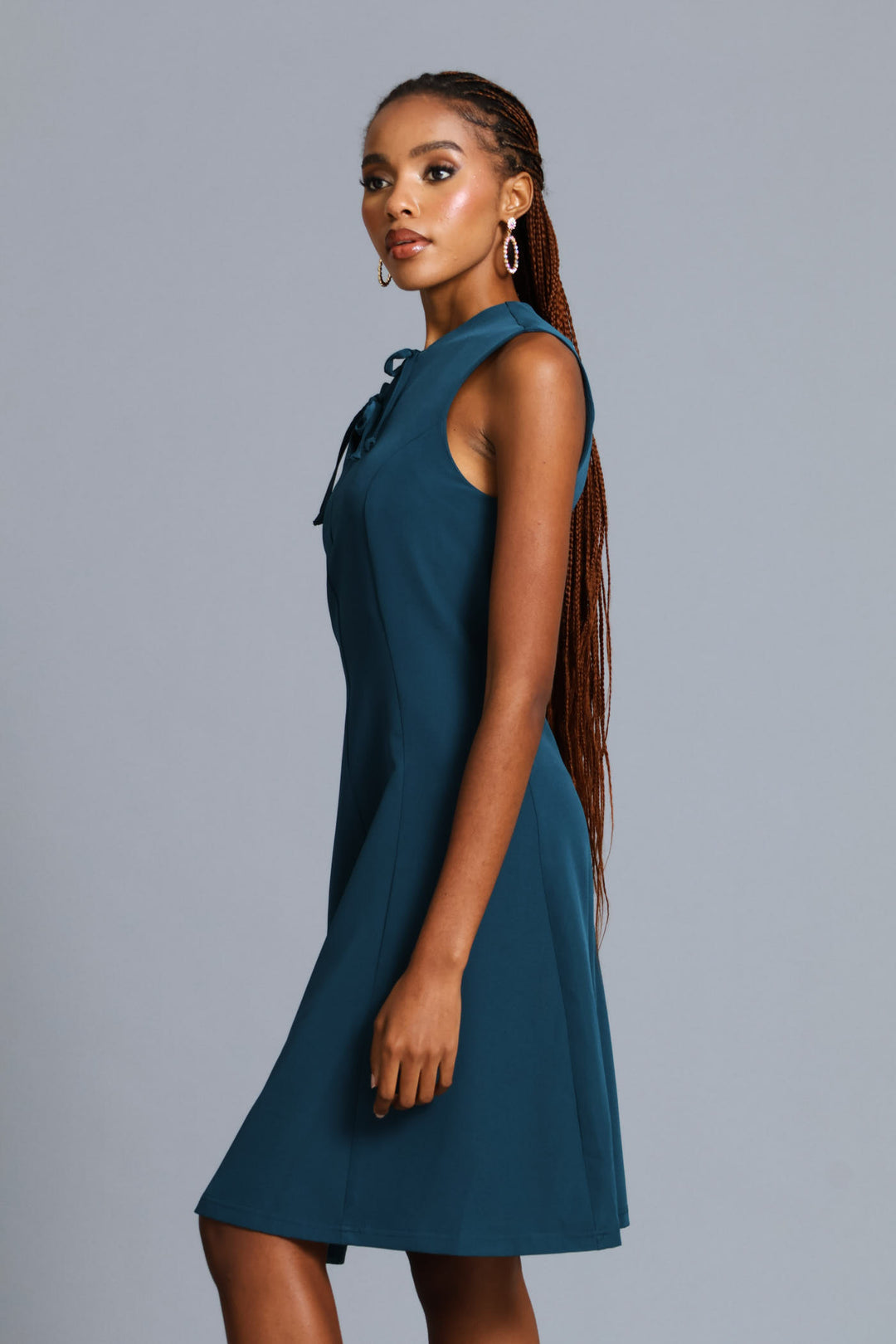 Bow Tie Bodycon Dress - Teal