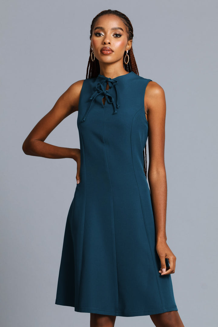 Bow Tie Bodycon Dress - Teal