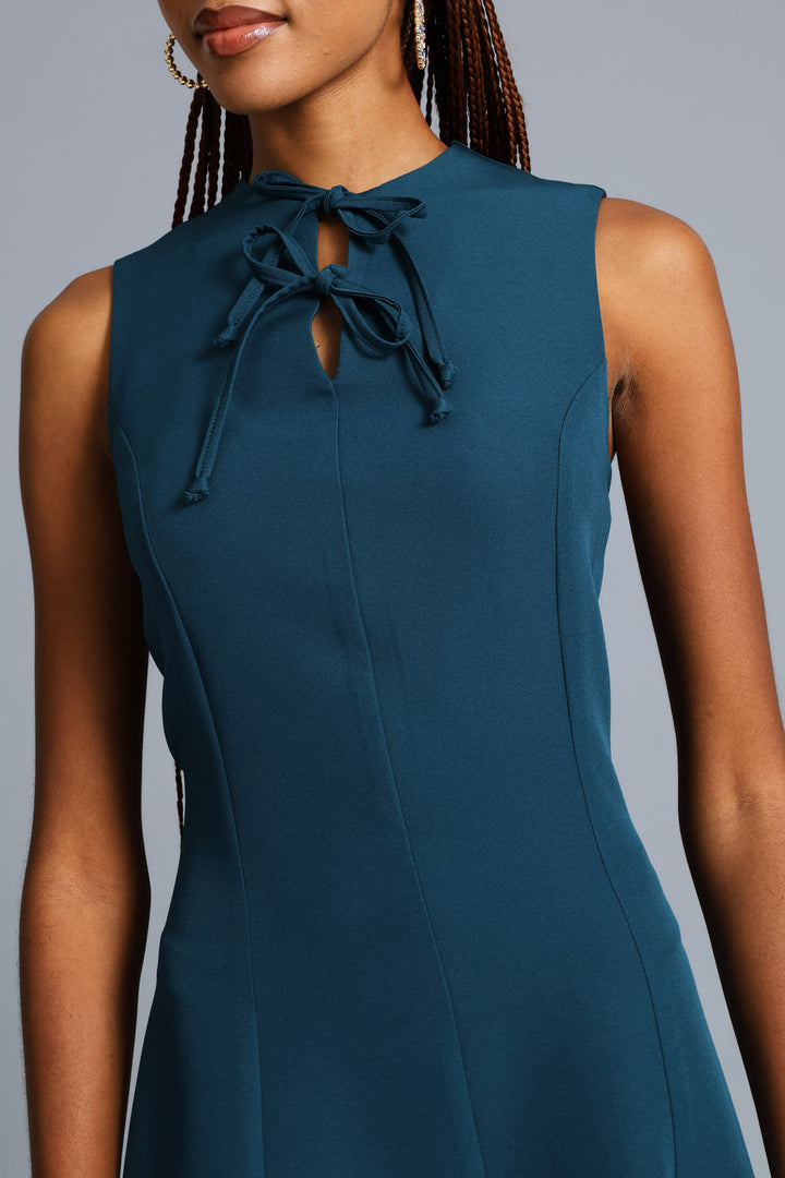 Bow Tie Bodycon Dress - Teal