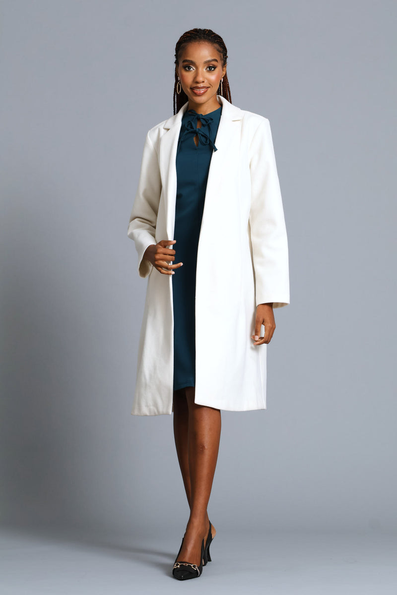 Basic Panelled Pocket Coat - Bone