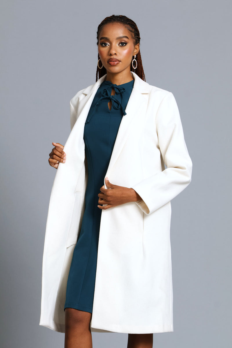 Basic Panelled Pocket Coat - Bone