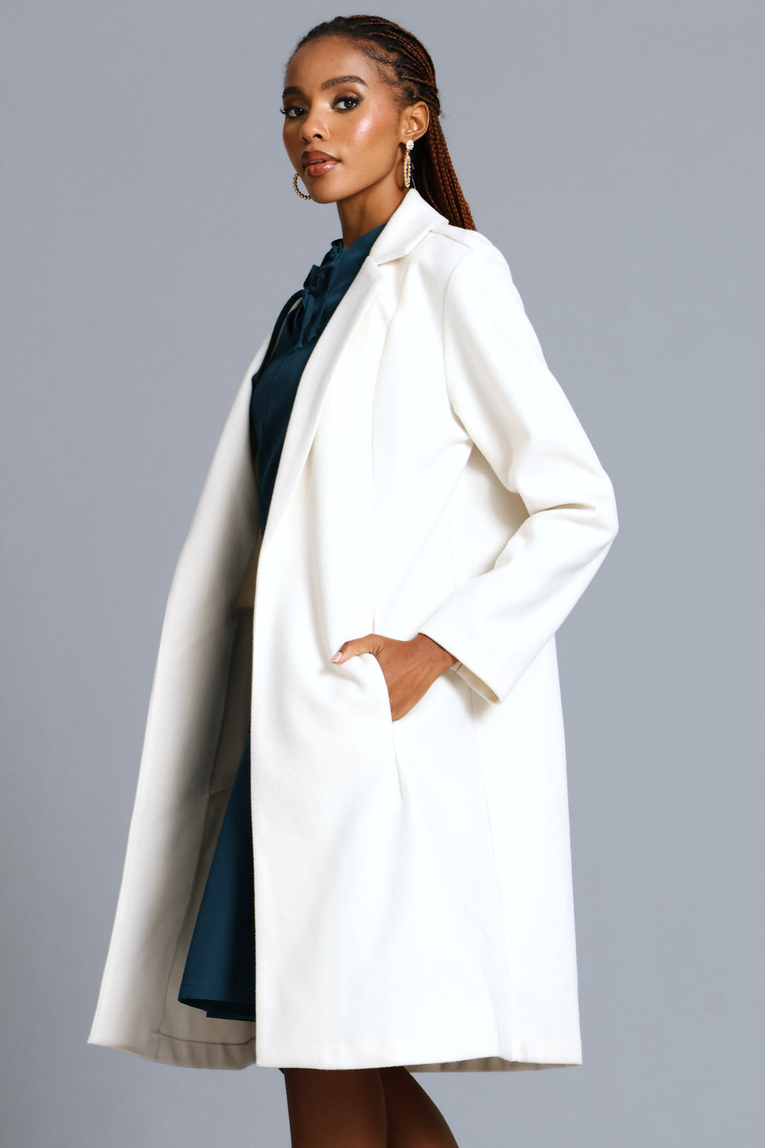 Basic Panelled Pocket Coat - Bone