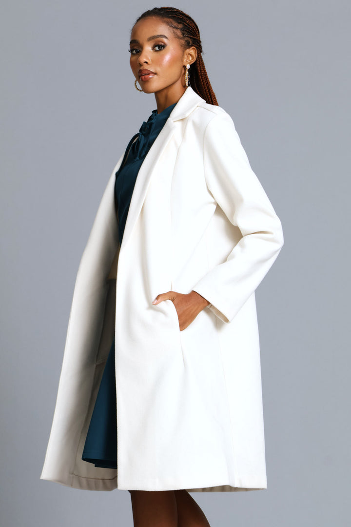 Basic Panelled Pocket Coat - Bone
