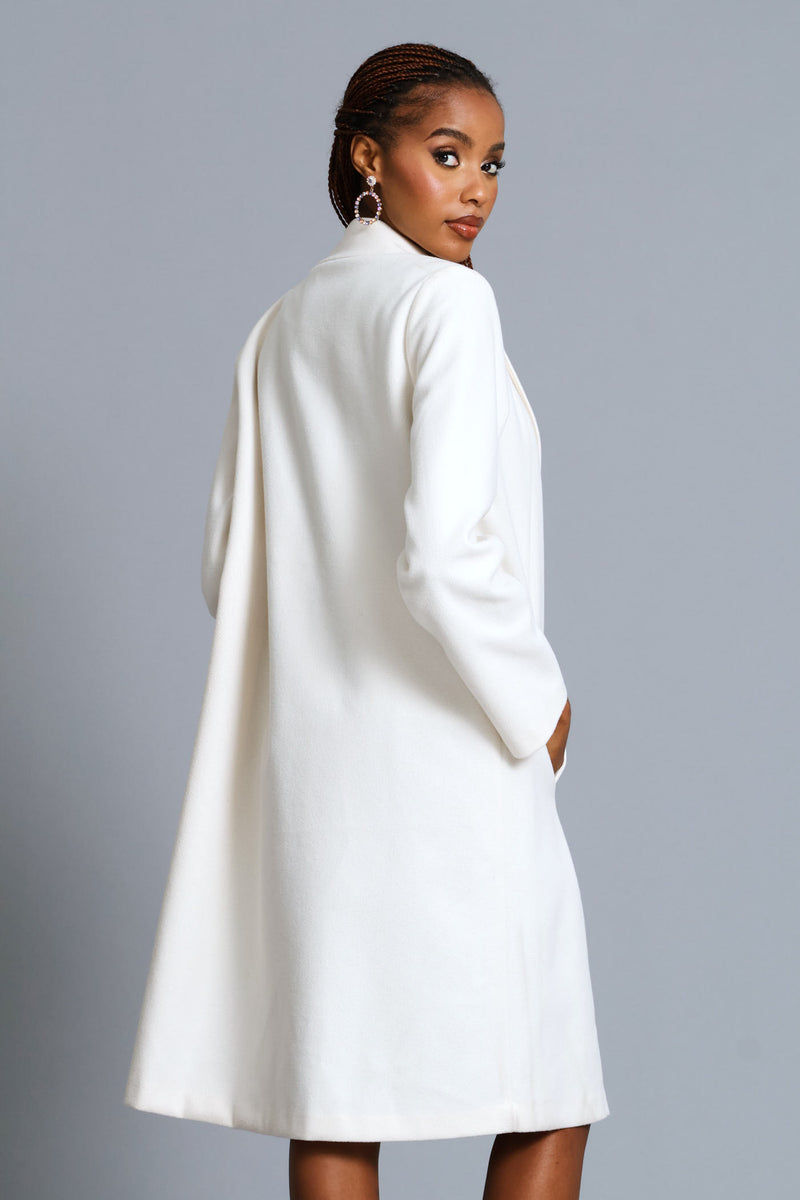 Basic Panelled Pocket Coat - Bone