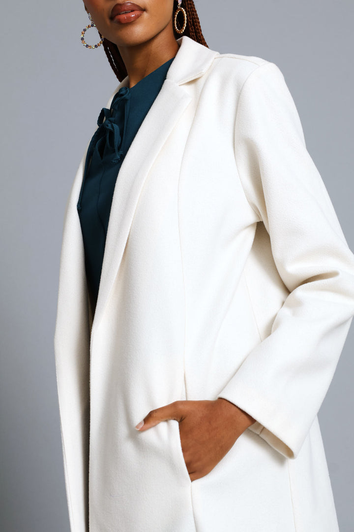 Basic Panelled Pocket Coat - Bone