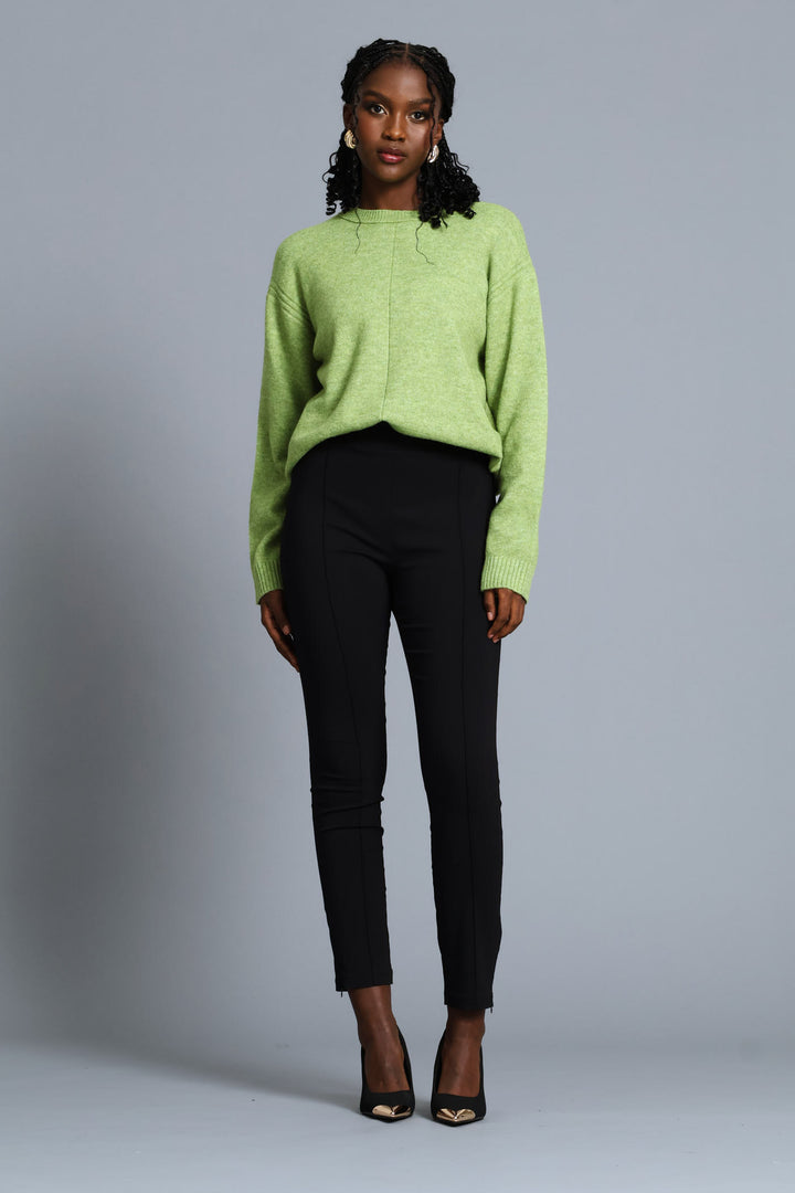 Smart Zip Hem Skinny Pant - Black