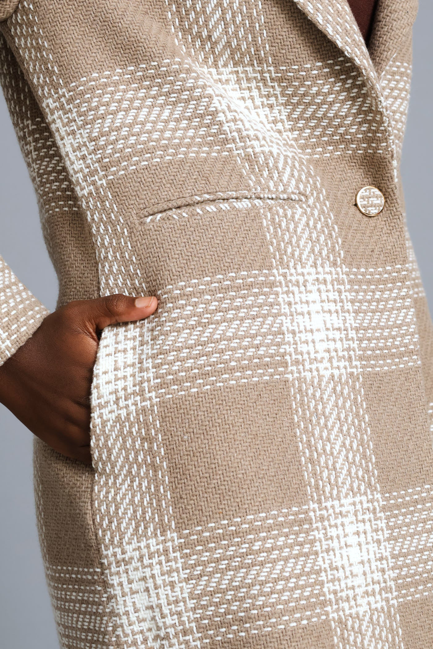 Ladies Charlotte Tweed Single Breasted Coat - Beige/Cream – Edgars