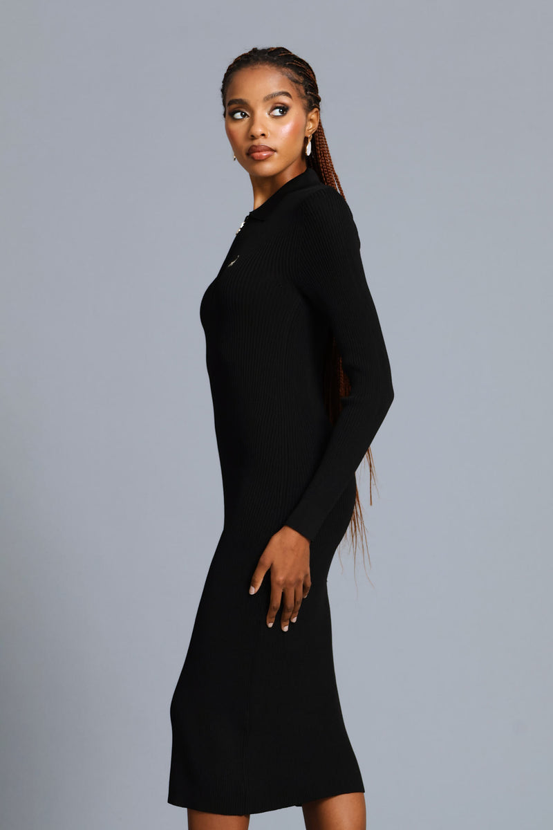 Laya Long Sleeve Knit Dress - Black