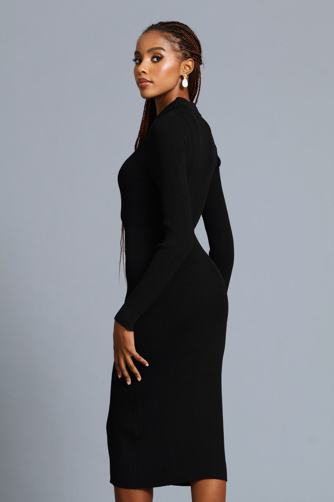 Ladies Laya Long Sleeve Knit Dress - Black Edgars Ladies Laya Long Sleeve Knit Dress - Black Edgars