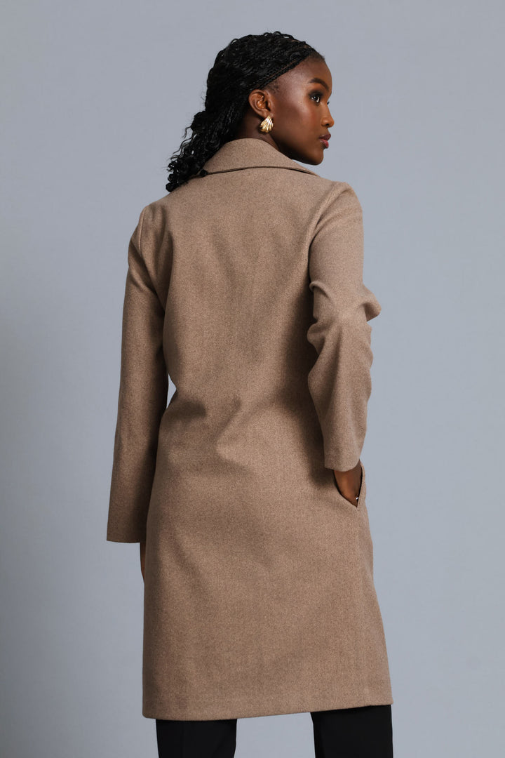Tab Detail Melton Coat - Mocha