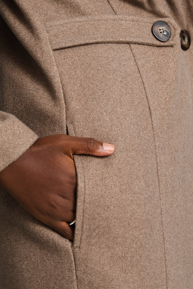 Tab Detail Melton Coat - Mocha