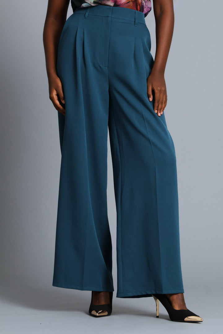 Double Pleat Wide Leg Pant - Teal