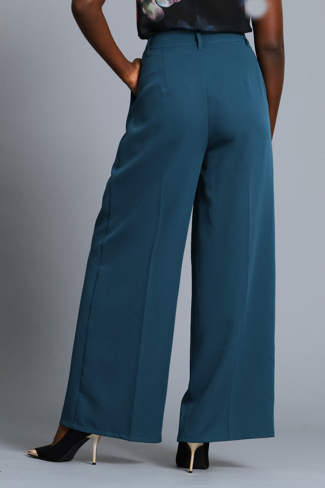 Double Pleat Wide Leg Pant - Teal