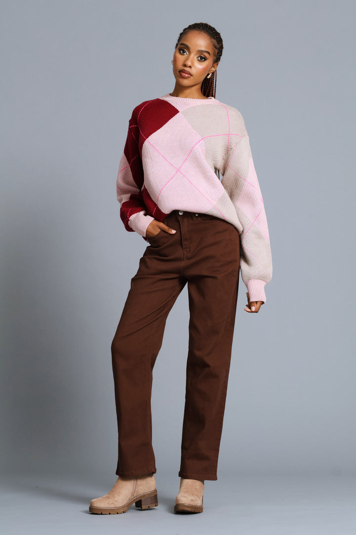 Argyle Pullover - Blush