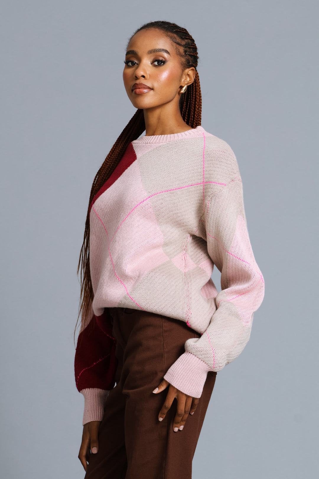 Argyle Pullover - Blush