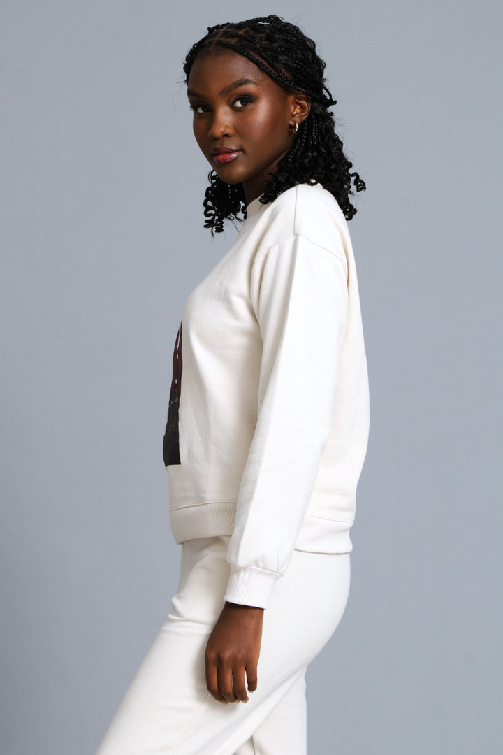 Long Sleeve Screen Print Pullover - Light Stone