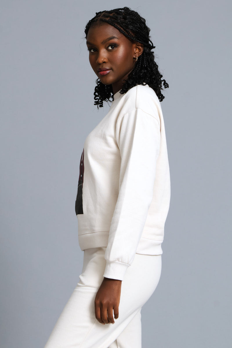 Long Sleeve Screen Print Pullover - Light Stone