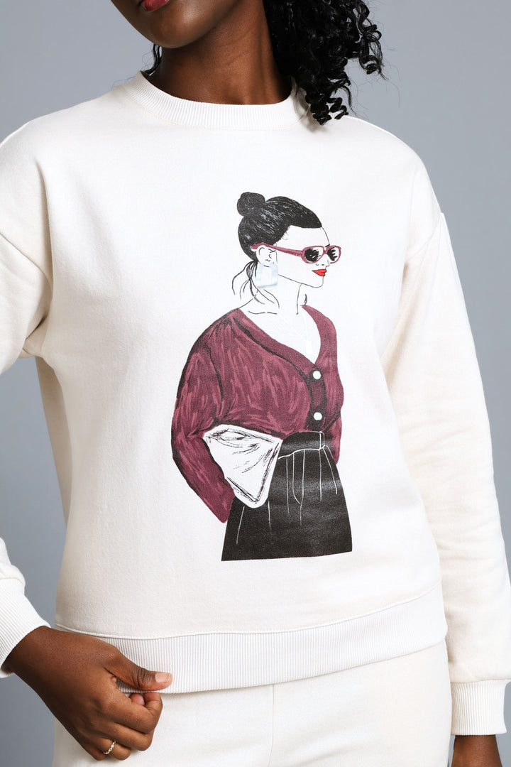 Long Sleeve Screen Print Pullover - Light Stone