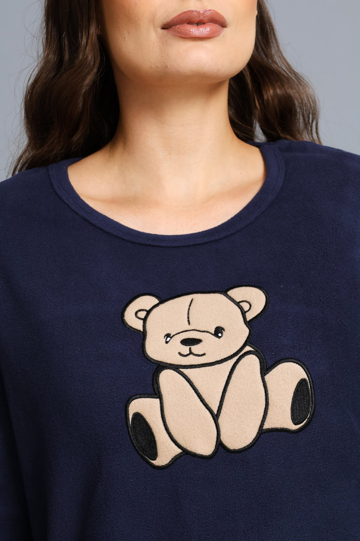 Mothers Day Teddy Polar Fleece Set - Navy