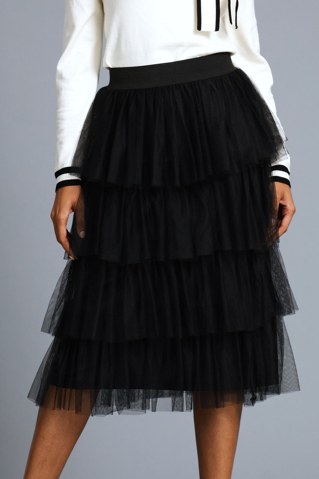 Rara Tiered Midi Skirt - Black