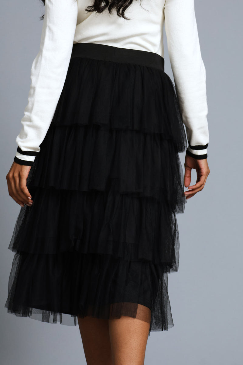 Rara Tiered Midi Skirt - Black