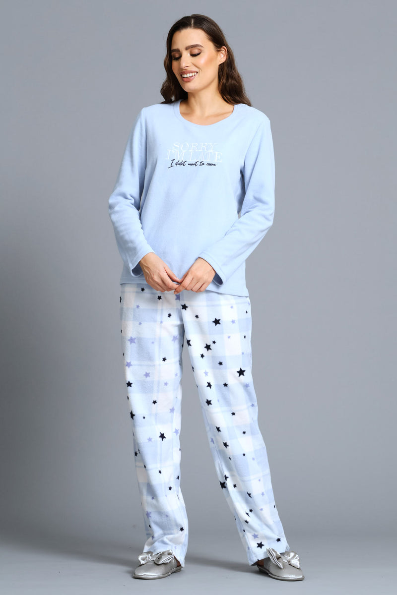 Mothers Day Sorry Im Late Polar Fleece Set - Blue