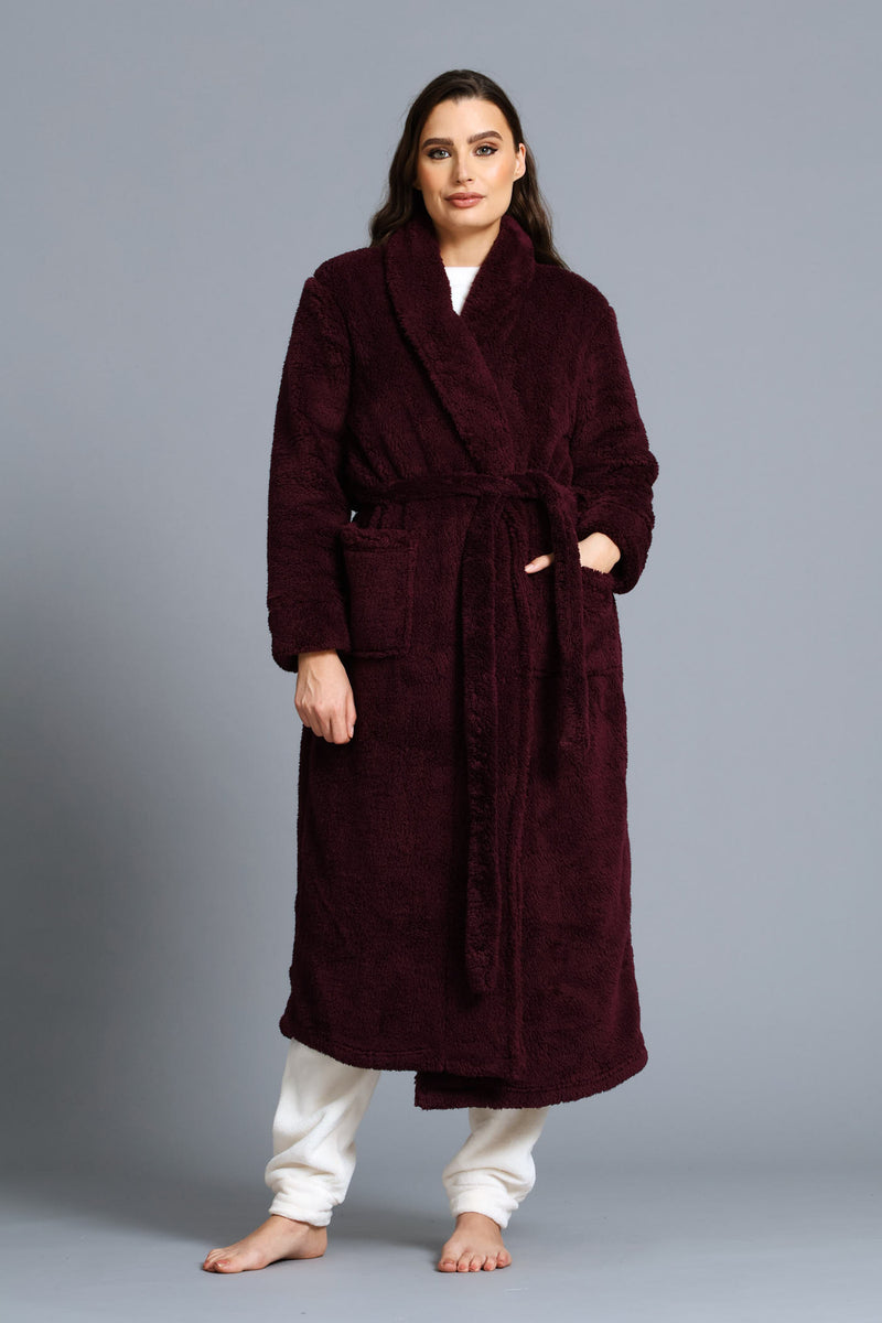 Fluffy Wrap Gown - Burgundy