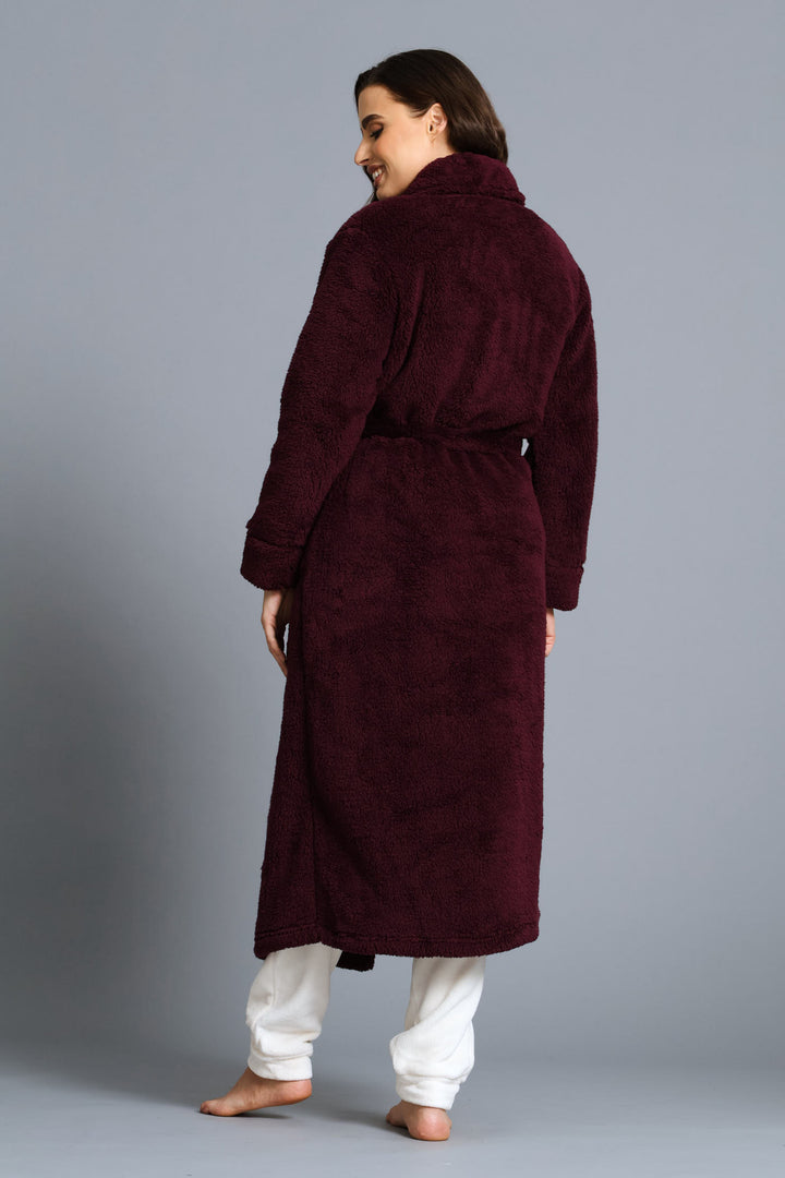 Fluffy Wrap Gown - Burgundy