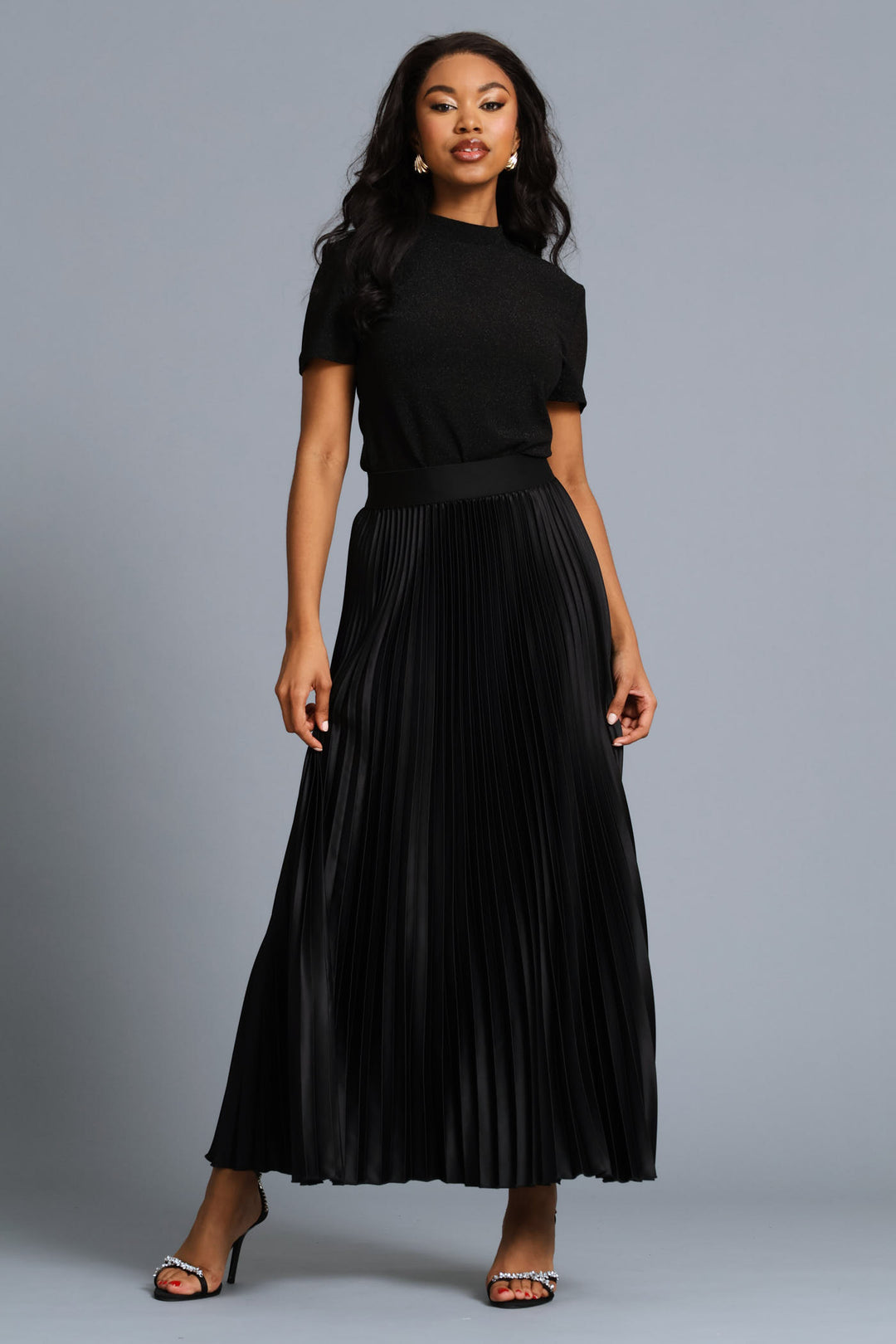 High Neck Shimmer Blouse - Black