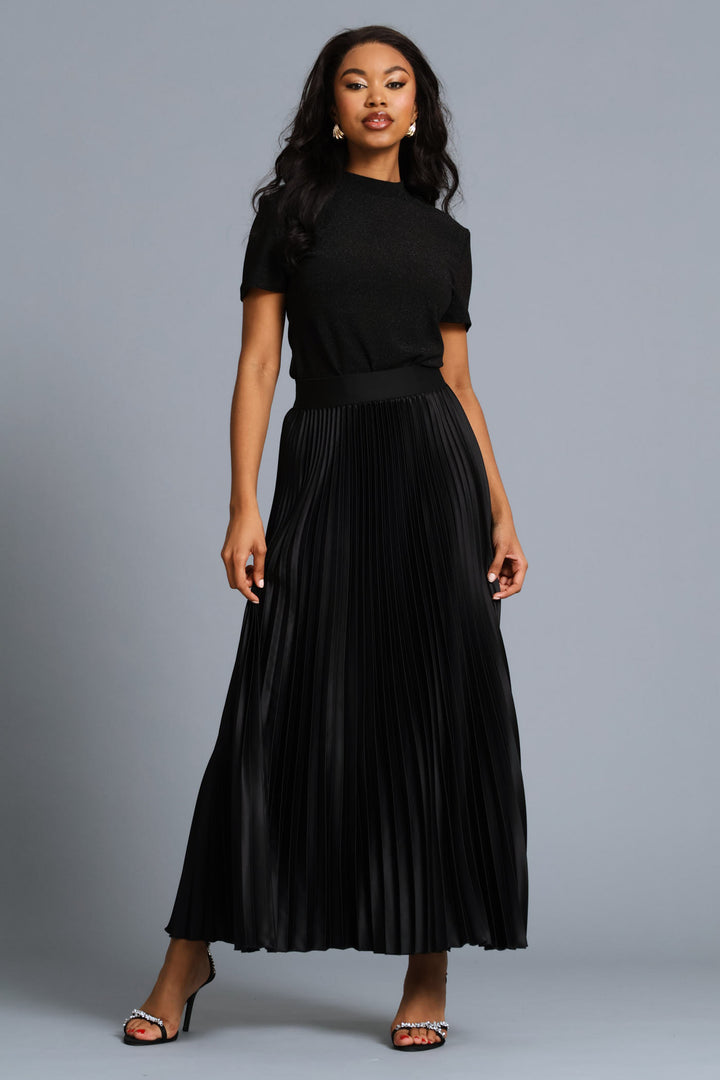 High Neck Shimmer Blouse - Black
