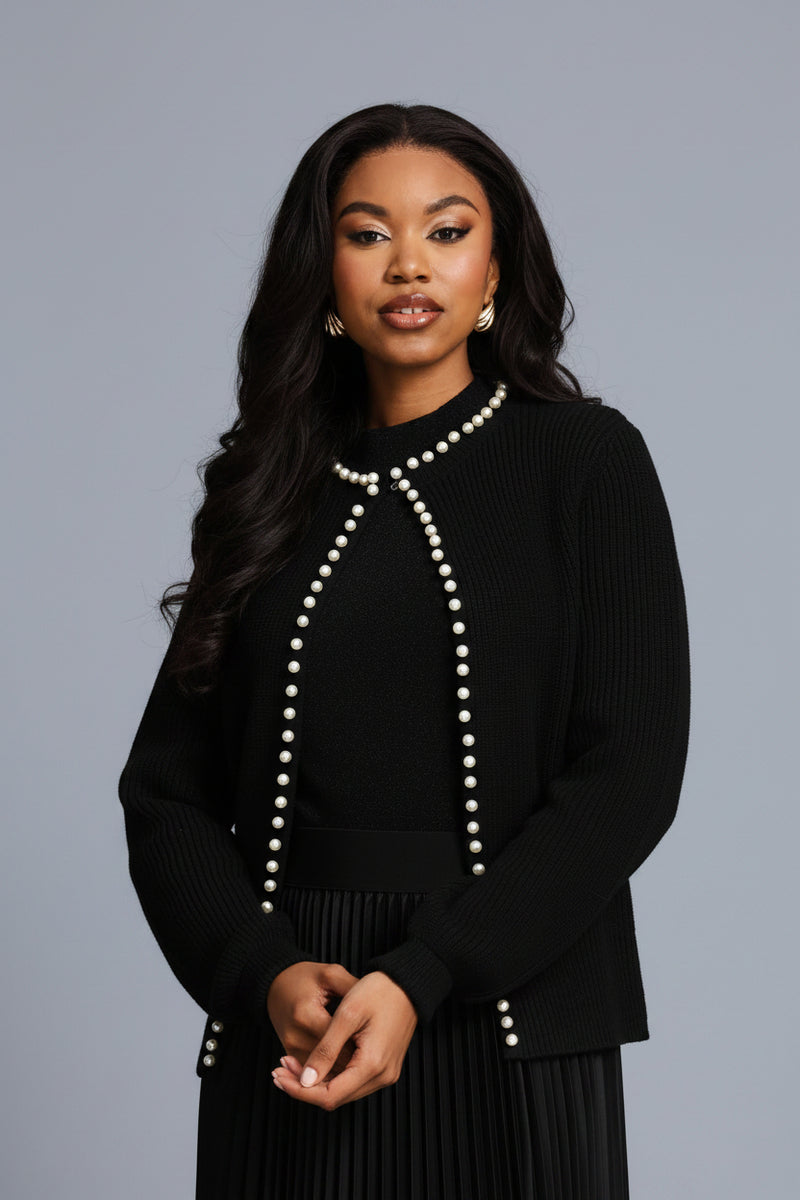 Pearl Edge Cardigan - Black