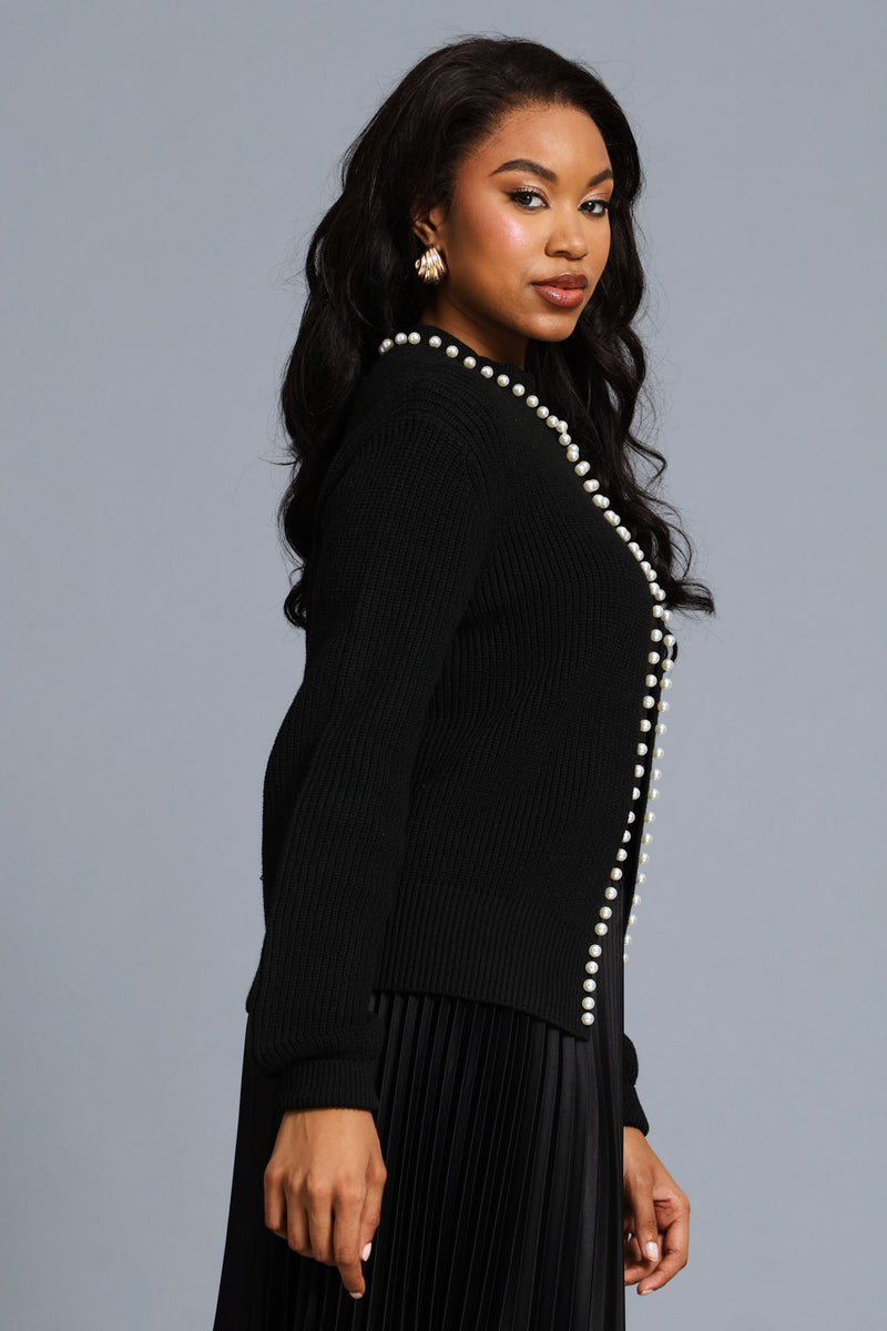 Pearl Edge Cardigan - Black