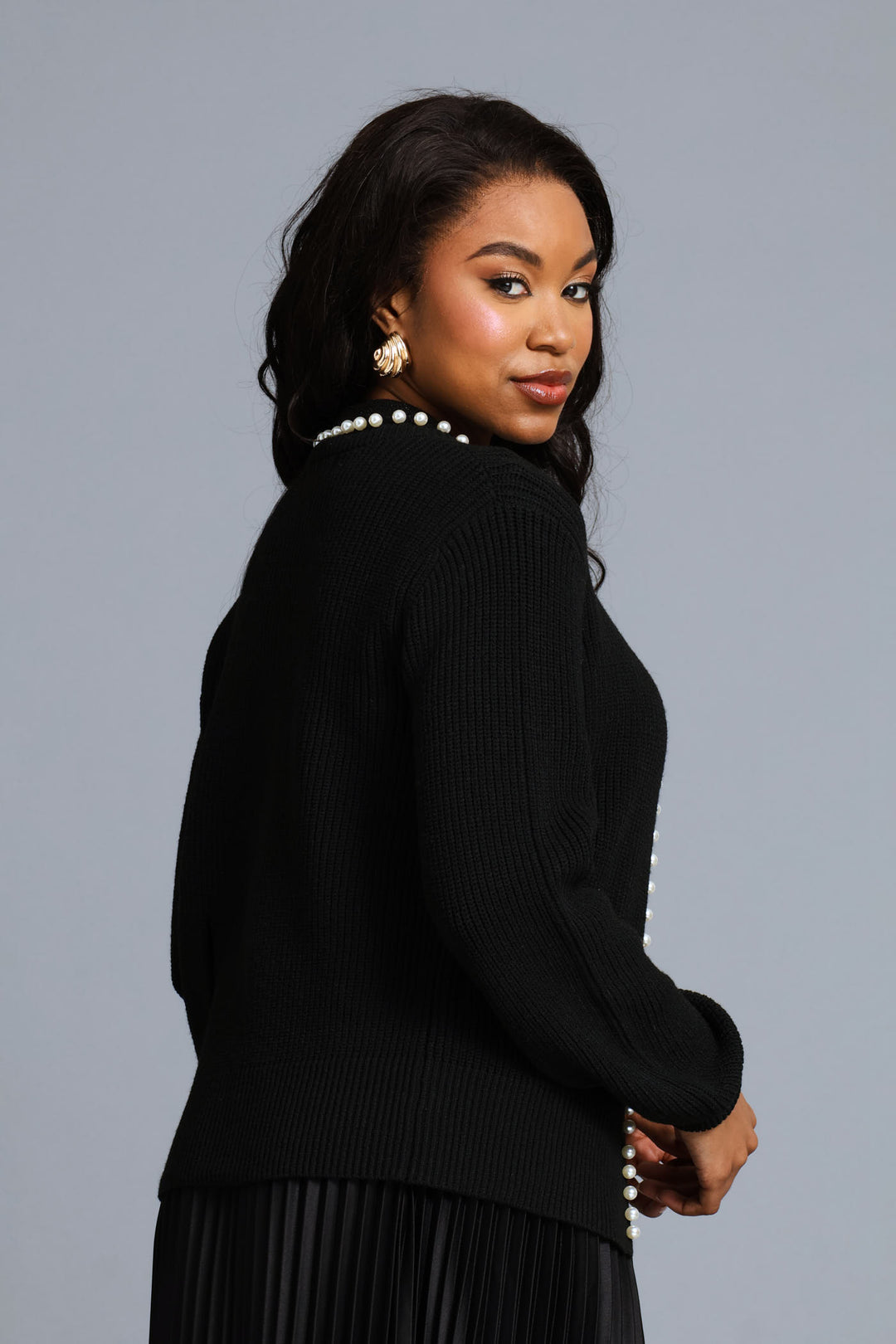 Pearl Edge Cardigan - Black