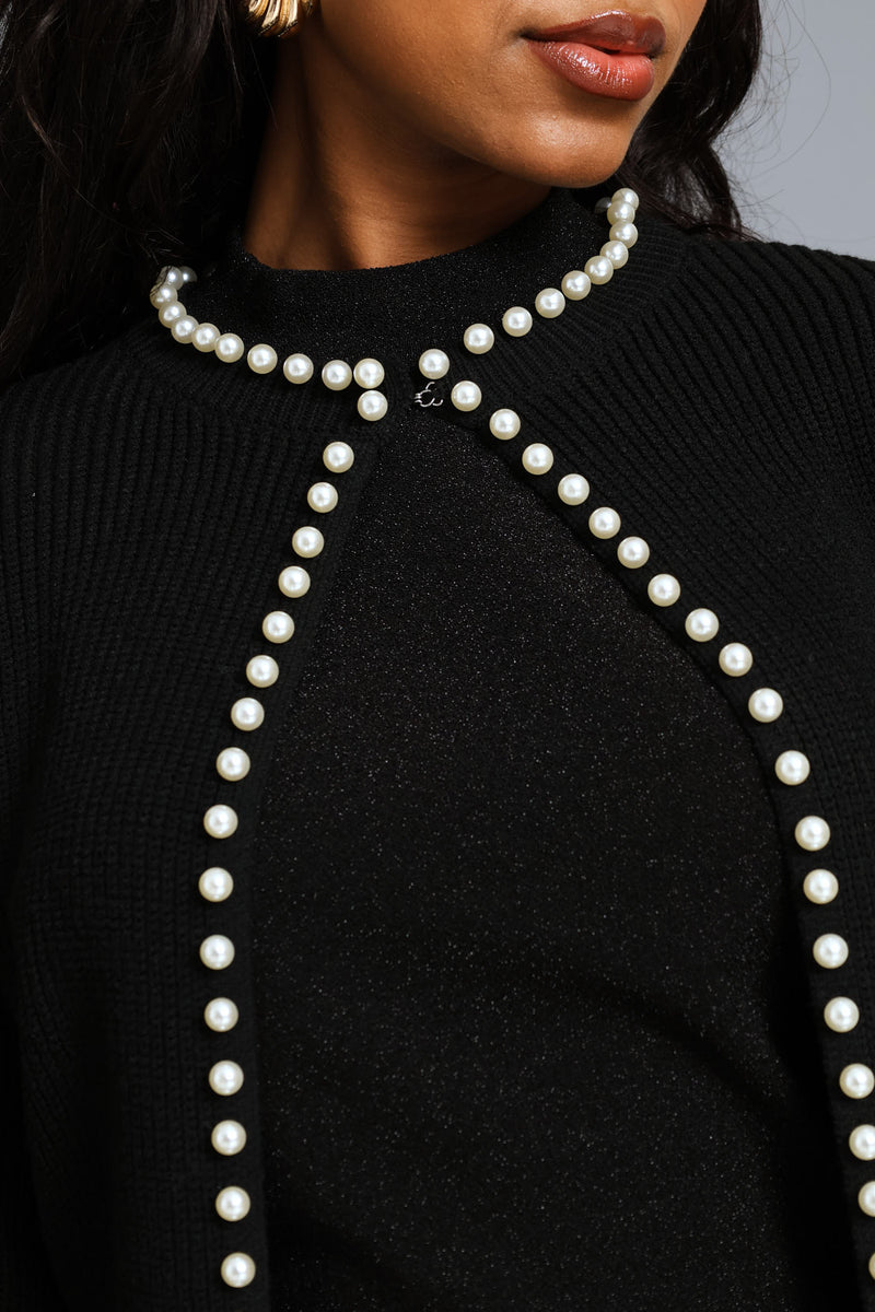 Pearl Edge Cardigan - Black