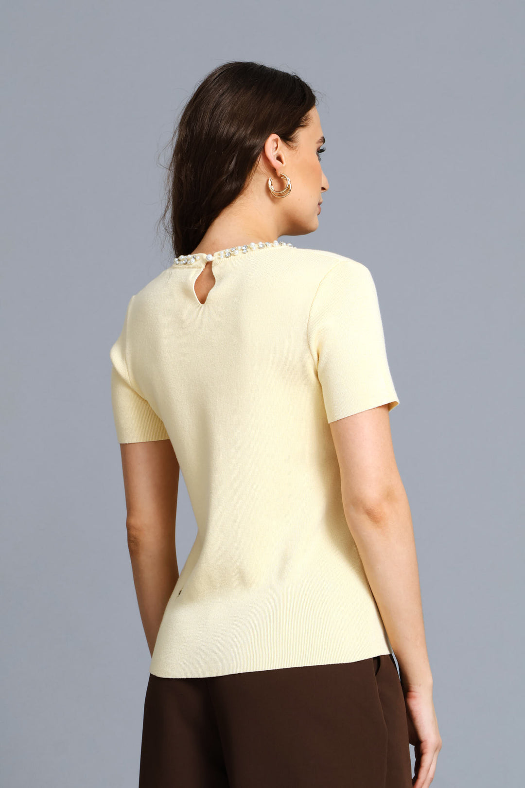 Diamante Knitwear Pullover - Butter Yellow