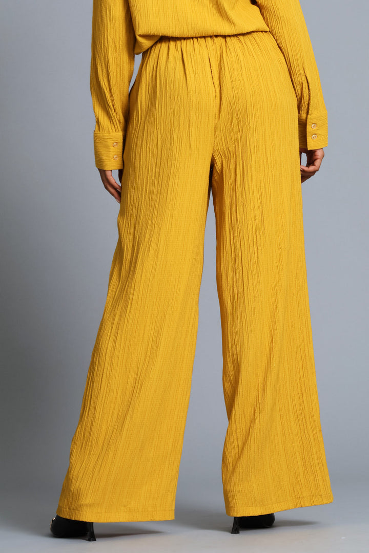Textured Wide Leg Pant - Mustard