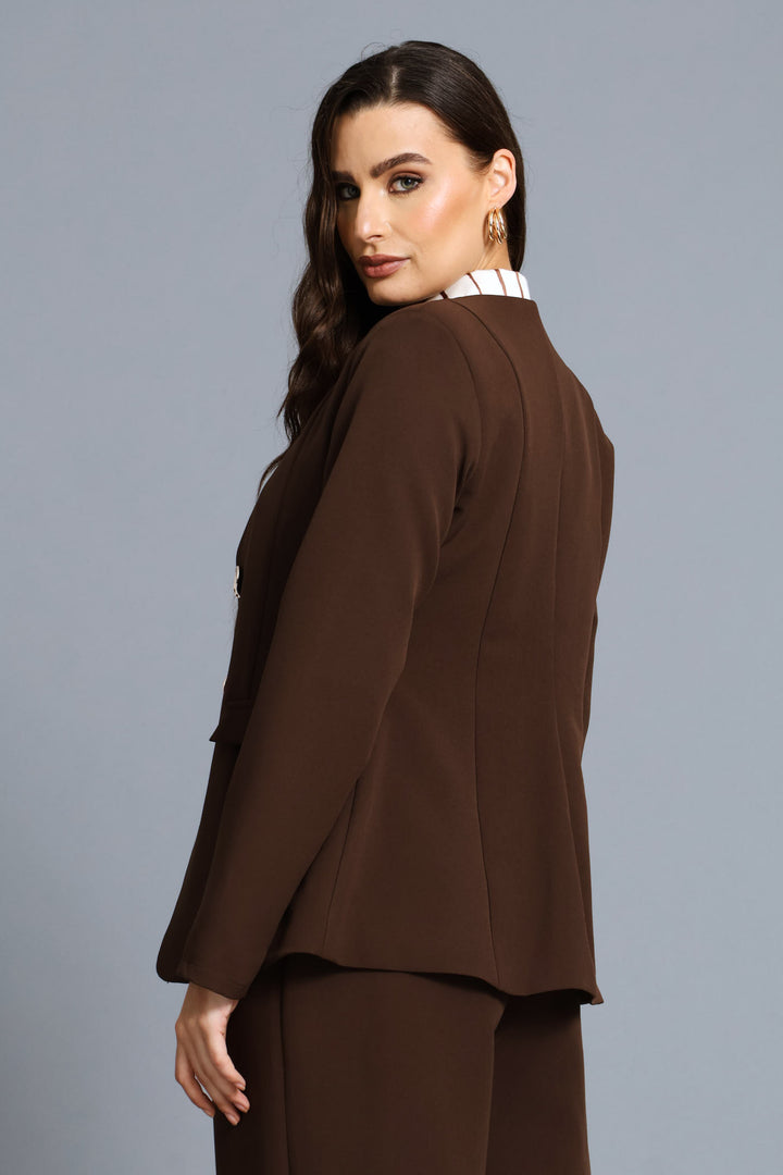 Double Fancy Button Blazer - Chocolate