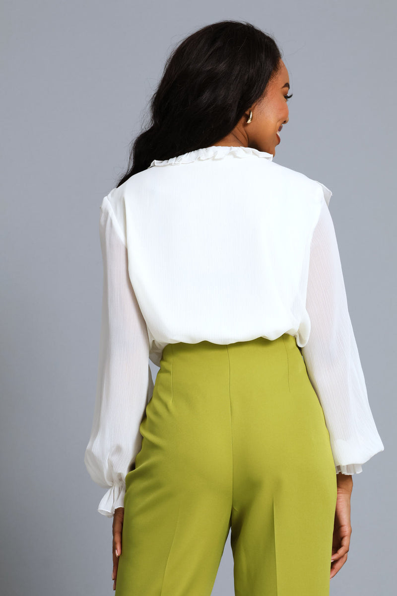 Ruffle Button Through Shirt - Cream