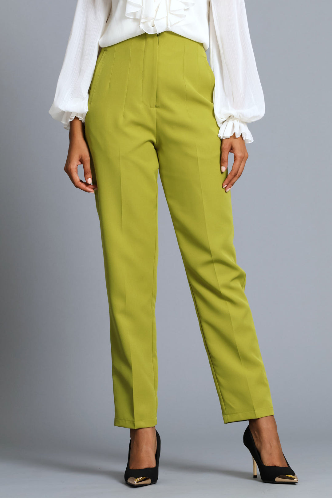 Darted Slim Leg Pant - Chartreuse