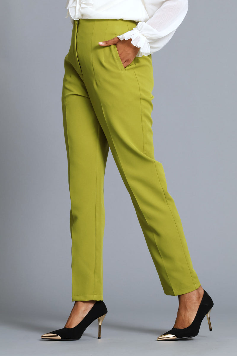 Darted Slim Leg Pant - Chartreuse