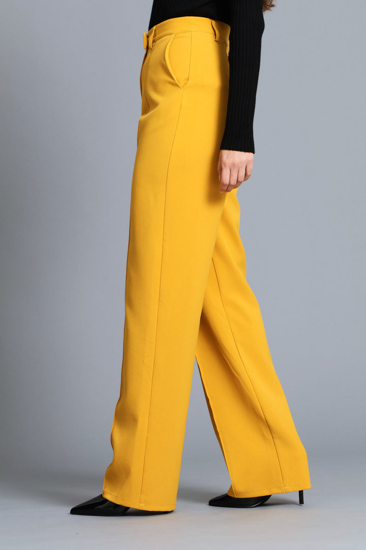 Pin Tuck Straight Leg Pant - Mustard