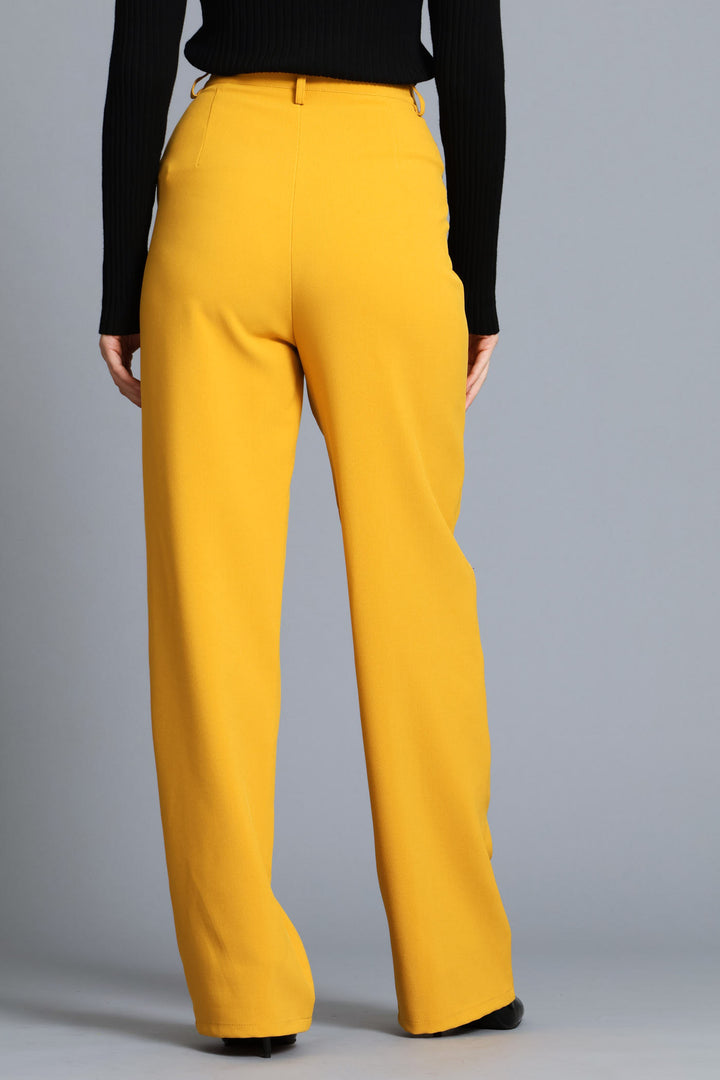 Pin Tuck Straight Leg Pant - Mustard
