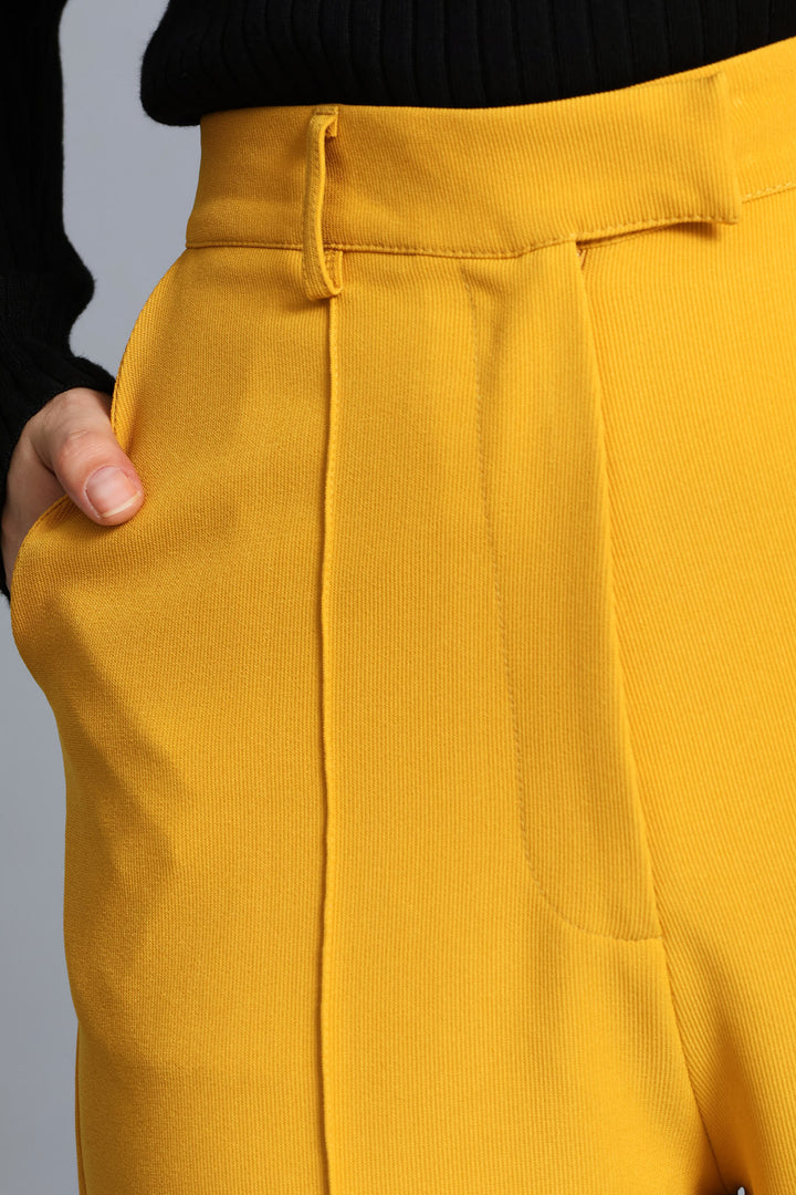 Pin Tuck Straight Leg Pant - Mustard